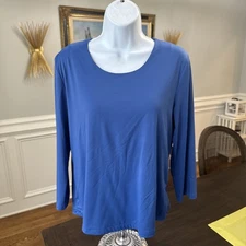 JEAN-PIERRE KLIFA Light Blue Long Sleeve Blouse Top Size Large - Round Neck