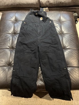 Carhartt Boys Size 12 Black Duck Canvas Insulated Bib Overalls