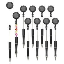 Beadable Pens, 10Pcs Retractable Badge Reel Beadable Pen, Black