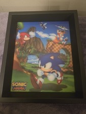 Sonic Hedgehog Enmarcado Shadow Box Sonic Mania SEGA Nuevo sin caja
