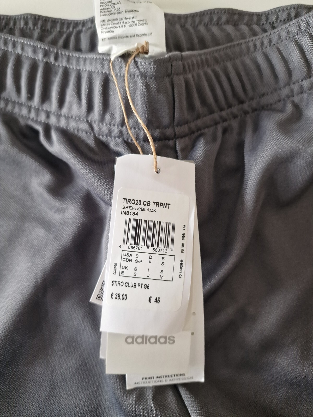 Adidas Mens Tiro Track Pants. New With Tags. Small. Grey. RRP £38 image 9