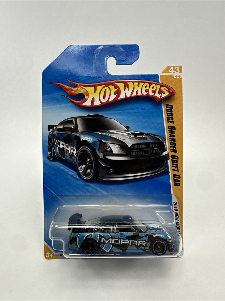 Hot Wheels Dodge Charger Drift Car Blue Mopar 2010 New Models New On Card NOC