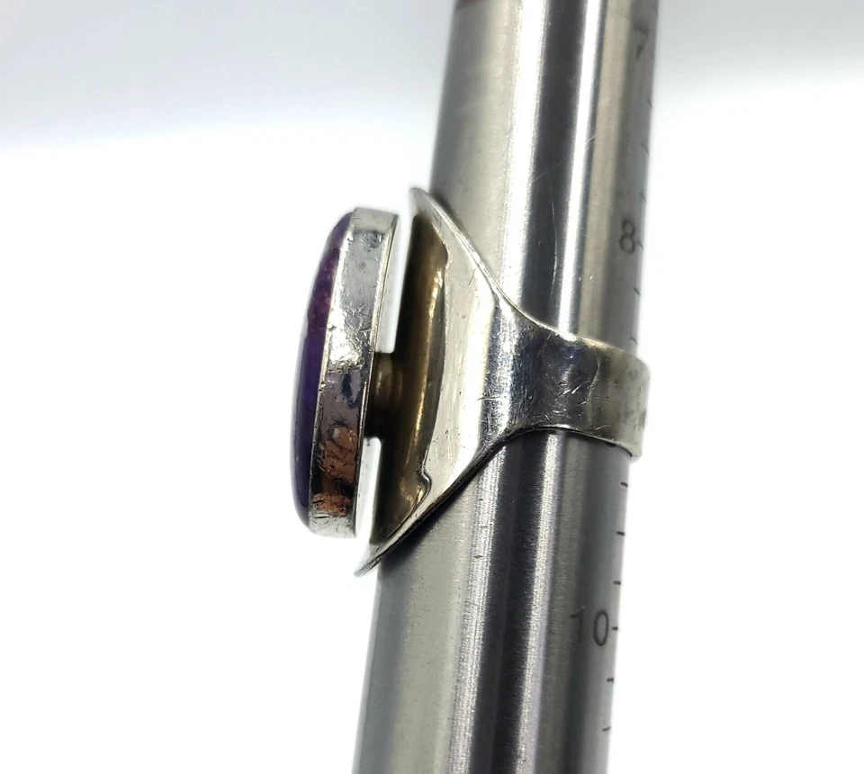 Anillo Turquesa Cobre Mojave Púrpura Grande Audaz 925 Firmado por Diseñador Talla 9 Foto 3 de 4