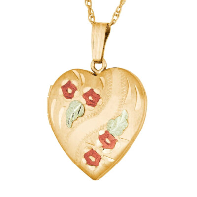 Black Hills Gold Herz Medaillon mit Rosen