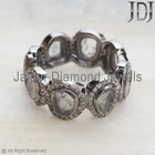 925 Silver Jewelry Natural Polki Pave Diamond Victorian Band Eternity Ring