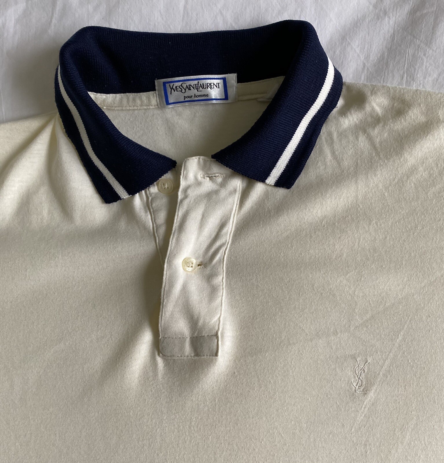 Polo Vintage Yves Saint Laurent Pour Homme Avorio taglia L XL in perfette condizioni