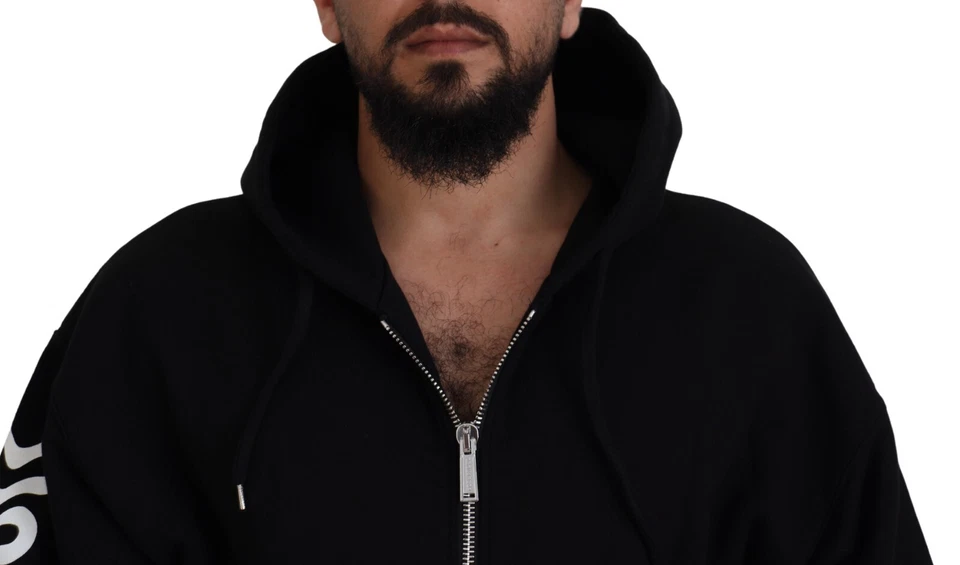 DSQUARED2 Sweater Black Hooded Full Zip Printed Sleeves Men IT48/US38/M 840usd - Image 4 of 4