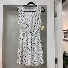 old navy cotton sleeveless size SP white blue floral, Fully Lined, Elastic Waist