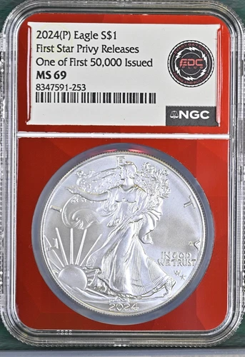 2024(P) Silver Eagle $1 MS69 NGC First Star Privy Release – One of First 50,000!