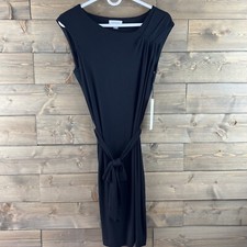Calvin Klein Womens Dress Cap Sleeve Jersey Asymmetrical Neckline Black Size 4