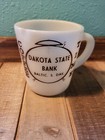 Vtg Milk Glass Advertising Coffee Time Alarm Clock Mug Dakota State Bank