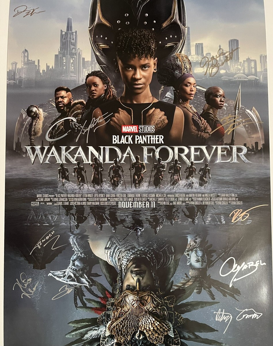 Black Panther Wakanda Forever Cast x10 Signed 27x40 Original DS