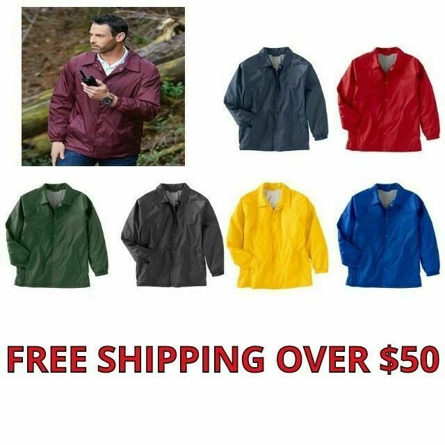 Men's Coaches Jacket Wind Breaker Staff Nylon Snap Front 7 Colors S-4XL NEW
Opens in a new window or