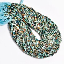 Natural Chrysocolla Gemstone Coin Shape Faceted Beads 3X3X2 mm Strand 12" EB-492