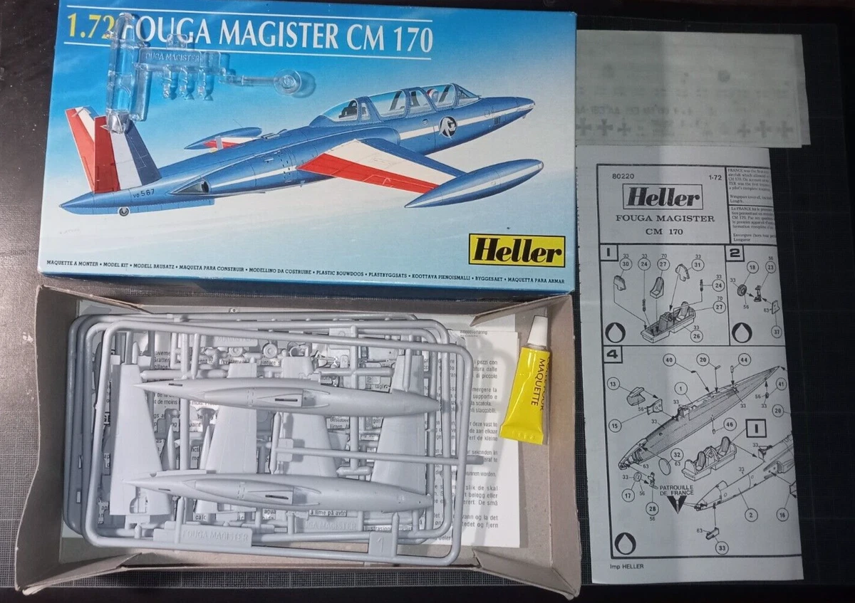 ANCIENNE MAQUETTE AVION Fouga Magister CM170 Heller 1/72 EUR 12,00