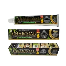6 Charcoal Toothpaste, Natural & Organic Formula, Fluoride Free & Vegetable Base