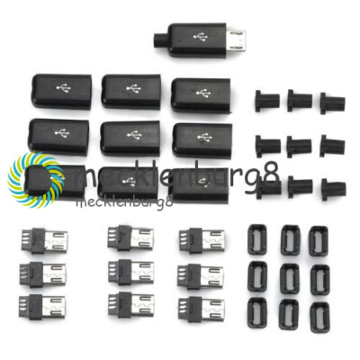 50PCS Micro USB Type B Male Plug Connector Kit with Plastic Cover DIY