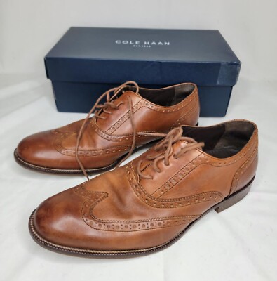 COLE HAAN MEN\'S TAN‎ LEATHER AIR WILLIAMS WING II WINGTIP SHOES SZ 8.5 M COLE HAAN MEN main image 3