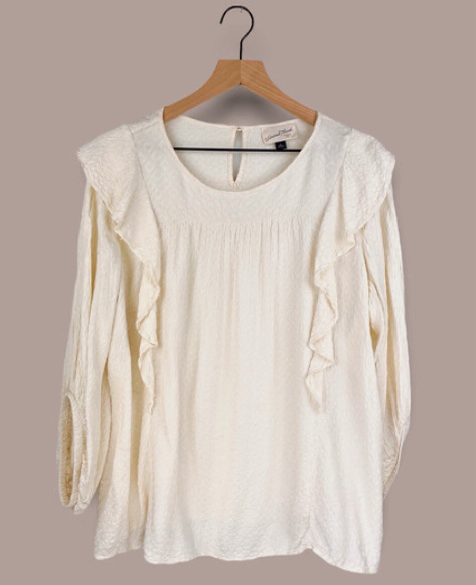 Universal Thread Cream Ruffled Blouse Peasant Top… - image 1