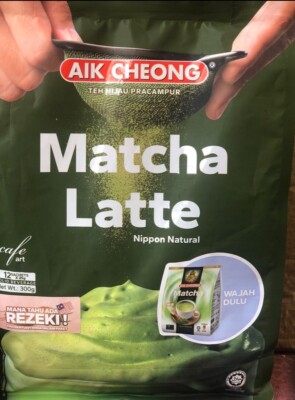 AIK CHEONG Matcha Green Tea Latte Caffeine-Free (12 Sachets x 25g