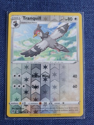 144/192 Tranquill Uncommon Reverse Holo Karte Pokemon Schwert & Schild Rebel Clash
