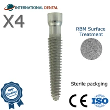 Lot of 4 GDT MAX Basal Spiral Fixture Titanium RBM Int Hex 2.42mm L8-25mm