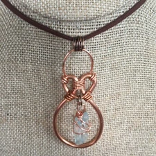 Blue Quartz Point Necklace-Quartz Crystal-Quartz & Copper Pendant-Bare Copper