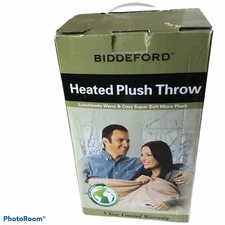 Biddeford Heated Micro  Plush Throw 6 Heat Settings Digital Controller 50x62”