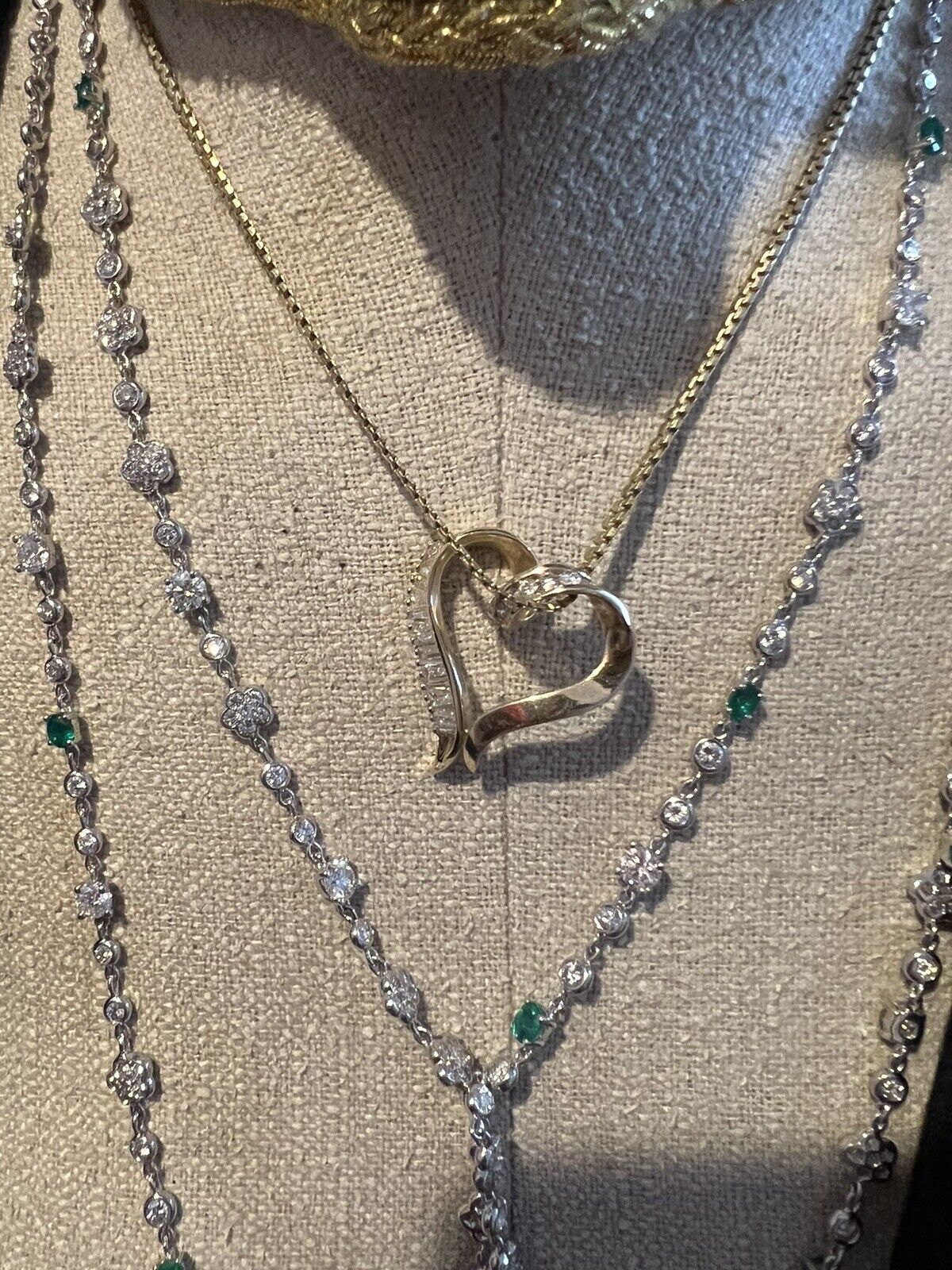 Vintage Baguette Diamond Heart Necklace 14 karat … - image 5