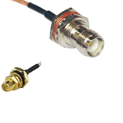RG316 RP-TNC FEMALE BULKHEAD to RP-SMA Female O-Ring RF Cable Rapid-SHIP LOT