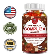 Mushroom Gummies for Adults - 10-in-1 Functional Mushroom Supplement for Mood