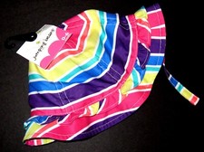 NWT INFANT GIRLS MULTI-COLOR STRIPE JUMPING BEANS HAT w/ STRAP SIZE 0-6 MO