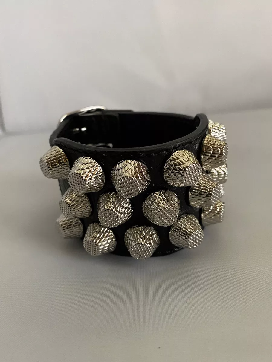 BALENCIAGA Giant Agneau 3 Bracelet Black Silver Studded | eBay