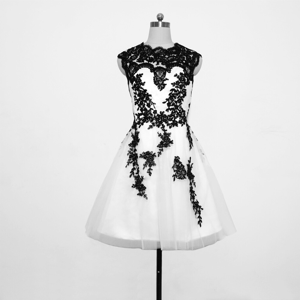 black and white short dresses for weddings Us Size 2 / Picture Color – SELINADRESS main image 0