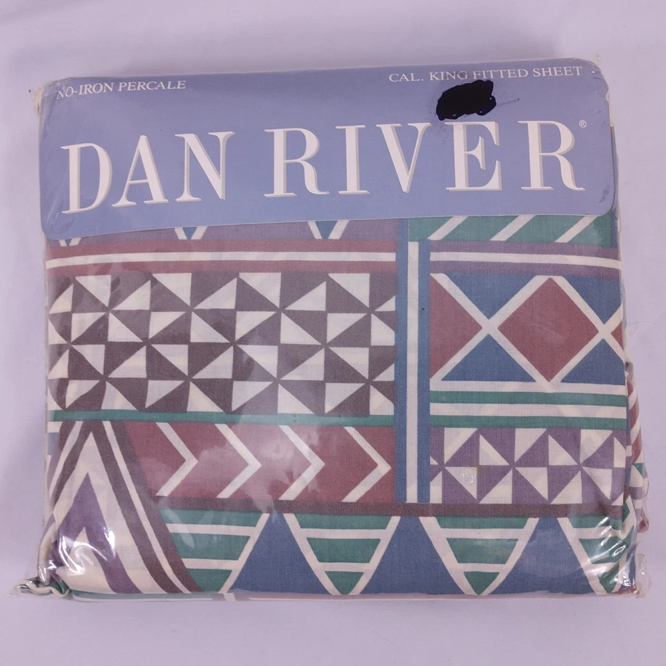 Sábana bajera vintage Dan River percal California King Southwest 180 hilos ct Foto 2 de 4