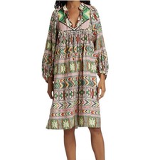 NWT Farm Rio Amulet Linen Viscose Multicolor Midi Dress  sz S