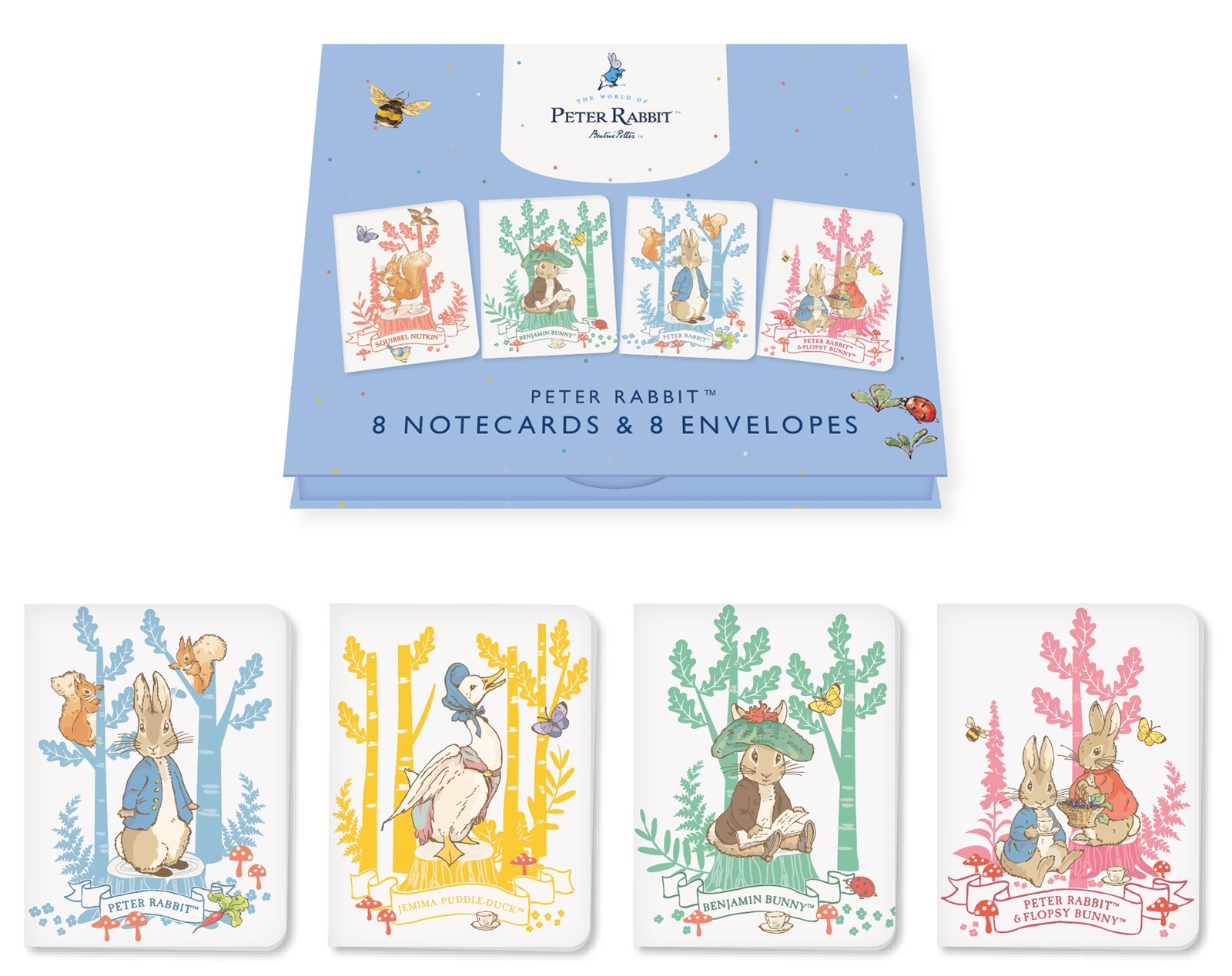 Peter Rabbit Notecard Set 8 Cards & Envelopes Forest Picnic Gift Beatrix Potter