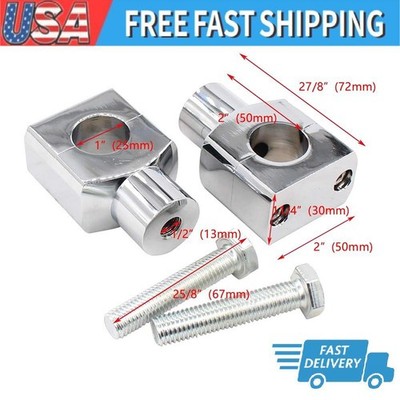 1'' 25mm Motorcycle Handlebar Riser Clamp 2'' Lift For Harley Honda Yamaha Suzuki