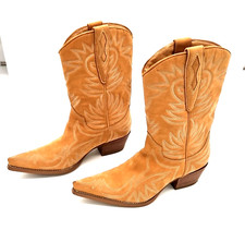 Guess By Marciano Vintage 90s Tan Leather Western Cowboy Boots 7