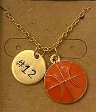 Personalized Basketball Necklace Choose a Letter or Number Charm 18” Chain 