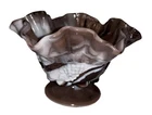 VNTG WESTMORELAND PURPLE SWIRL MARBLE MILK SLAG GLASS COMPOTE CANDY DISH GRAPES