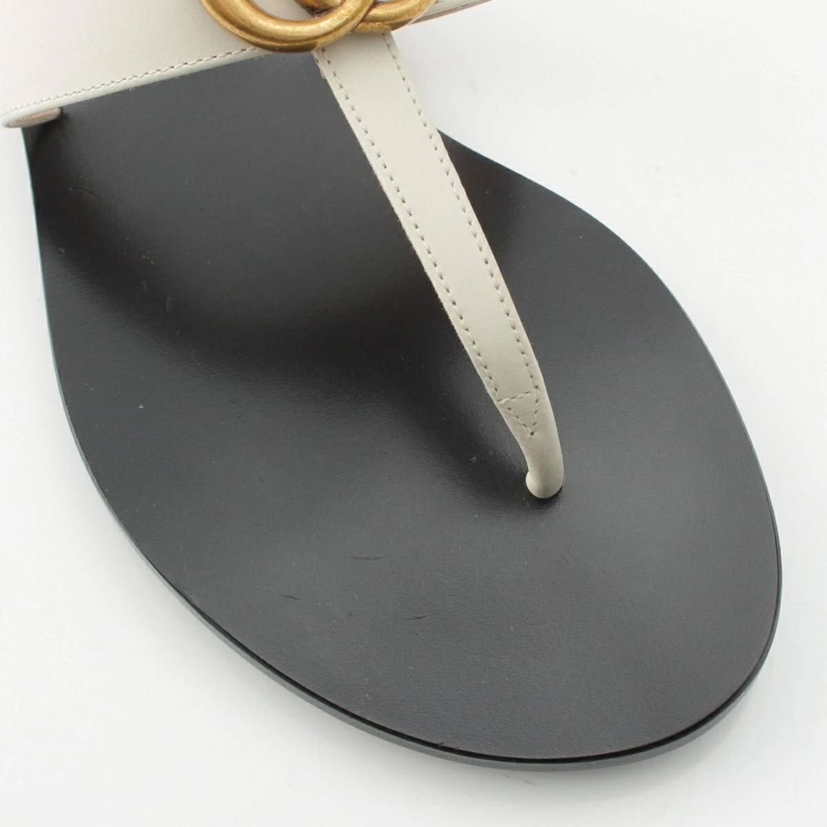 GUCCI Leather GG Marmont Sandals 221451 White Black 34 1/2 thumbnail 6