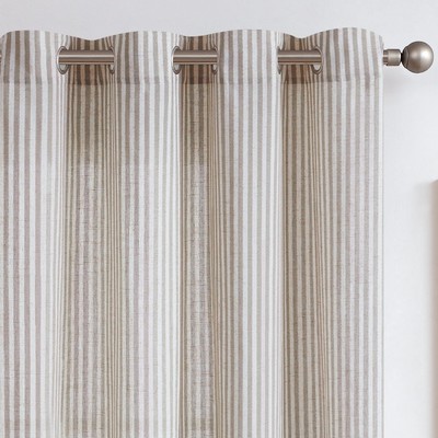 jinchan Linen Curtains for Living Room Grey Striped Curtains for Bedroom Ticking