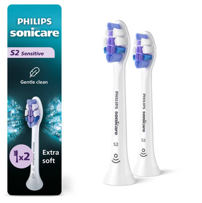 Philips Sonicare S2 Sensitive Toothbrush Heads 2 Pack New Open Box Damaged Box