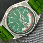 VINTAGE SEIKO 5 AUTOMATIC 7009A JAPAN MENS GREEN COLOR DIAL WATCH a2797-U