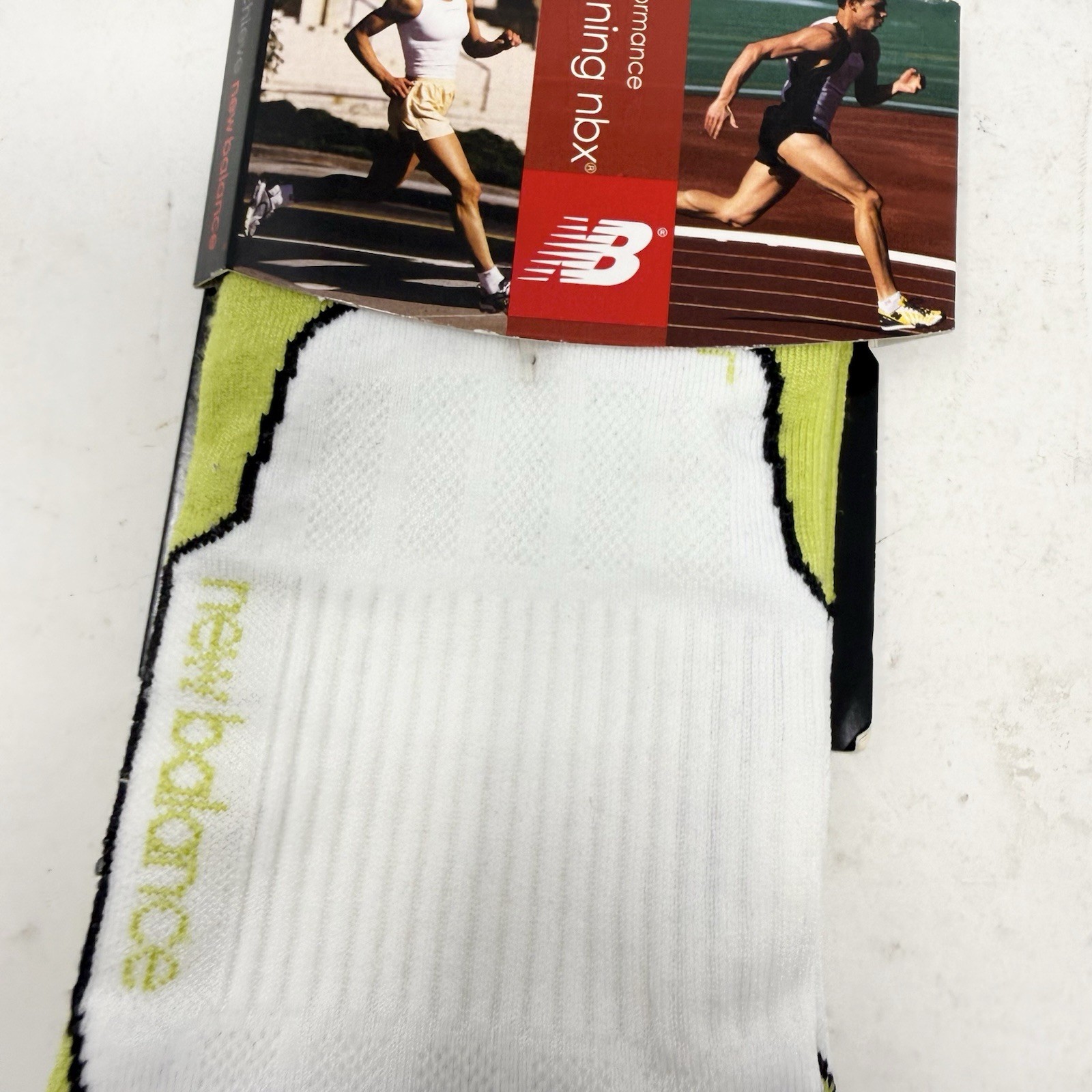 VTG New Balance Running Socks Green Black Logo Sz M 1 Pair Ankle Lycra thumbnail 3