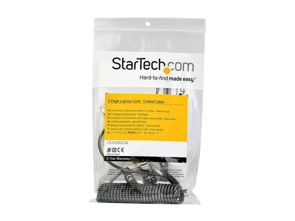 StarTech.com LTLOCK3DCOIL Laptop Cable Lock - With 6' Self-Coiling Cable - - Image 4 of 4