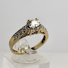 14ct Yellow Gold Diamonique QVC Ring 9 CZ Stones Size P 3.5g 14k 585 [O74]