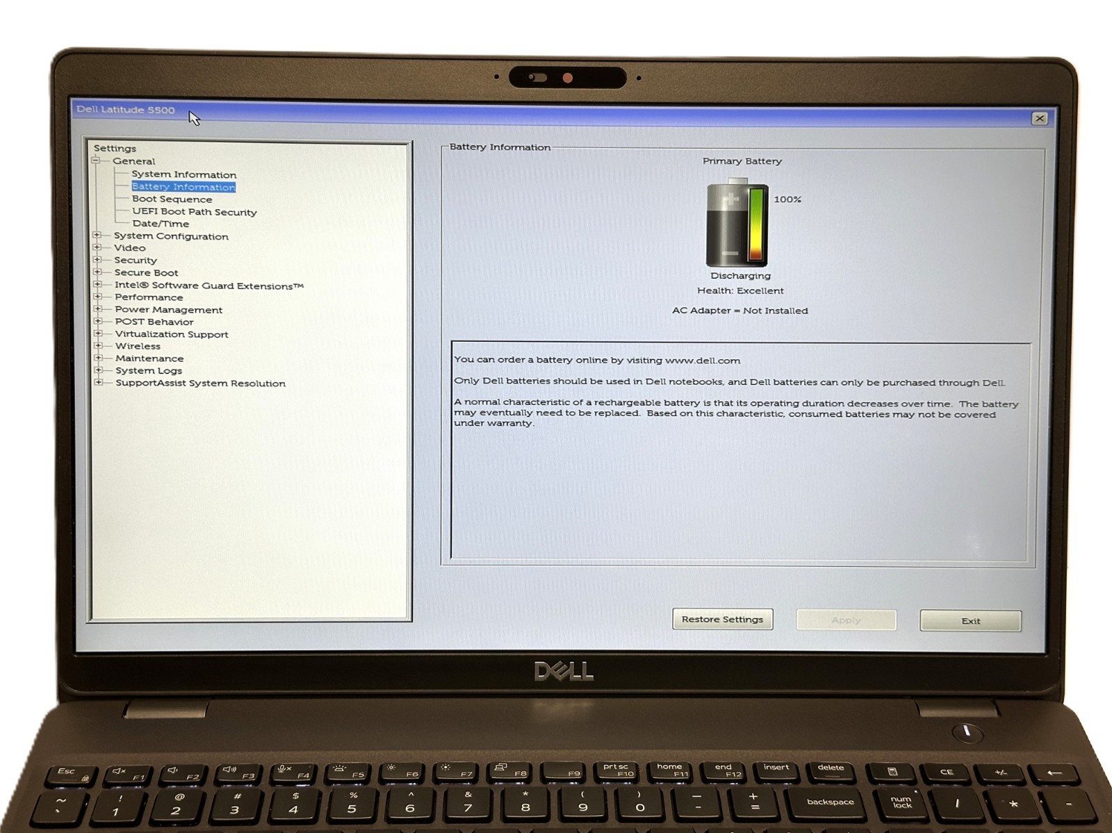 Dell Latitude 5500, 15.6-Inch Laptop, with Intel Core i5-8265U, 128 GB SSD (Solid State Drive), Windows 11 Pro