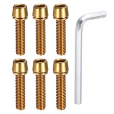 M5 x 20mm Bike Stem Bolts, 6pcs Tapered Bolts Screws for Bicycle Stem, Gold
